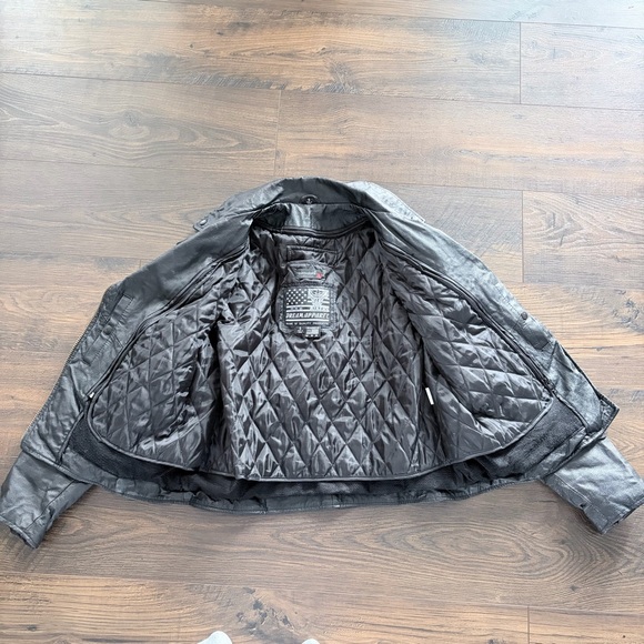 USA Bikers Dream Apparel Black Leather Jacket - Picture 8 of 13